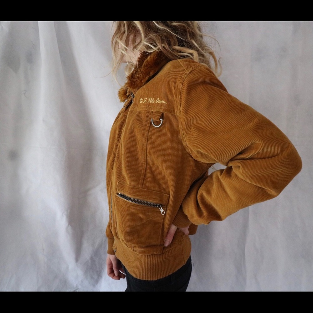 US Polo Assn Corduroy Crop Bomber Zip Jacket ! - Picture 4 of 7